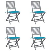 Tuinstoelen 4 st inklapbaar met kussens massief acaciahout