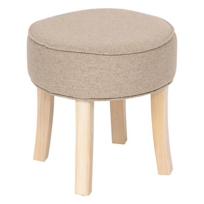 Zit krukje/bijzet stoel - hout/stof - beige fluweel - D35 x H40 cm