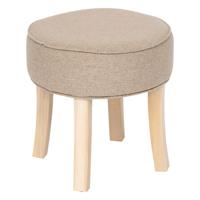 Zit krukje/bijzet stoel - hout/stof - beige fluweel - D35 x H40 cm Zit krukje/bijzet stoel - hout/stof - beige fluweel - D35 x H40 cm