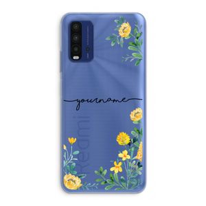 Gele bloemen: Xiaomi Redmi 9T Transparant Hoesje
