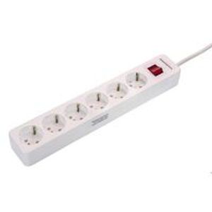 Schwabe Stekkerdoos wit 6 x randaarde met schakelaar 1,4m kabel