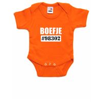 Boefje nummer cadeau baby rompertje oranje jongen/meisje