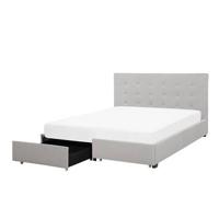 Beliani-ROCHELLE -Tweepersoonsbed-Grijs-180 x 200 cm-Polyester