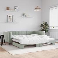 Slaapbank met onderschuifbed 100x200 cm fluweel lichtgrijs