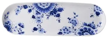 Heinen Delfts Blauw decoratiebord keramiek bloemen 38x12x2.5cm delfts blauw