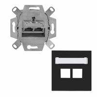 Eslohe inzetplaat met computer aansluitdoos 2x RJ45 zwart soft touch 8048DCAT5STSW Eslohe inzetplaat met computer aansluitdoos 2x RJ45 zwart soft touch 8048DCAT5STSW