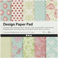 Creativ Company Design papierblok, vel 15,2x15,2 cm, 120 gr, mint groen, paars, 50 vel/ 1 doos
