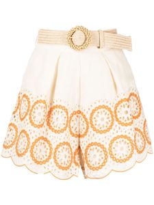 ZIMMERMANN short court en lin à broderie anglaise - Orange