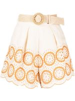 ZIMMERMANN short court en lin à broderie anglaise - Orange