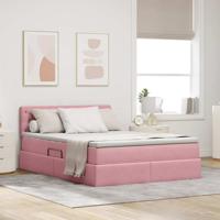 Opslag bed met matras met hoofdeinde Roze 140 x 200 cm Fluweel