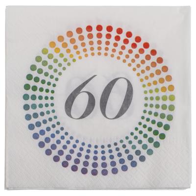 Leeftijd 60 jaar themafeest/verjaardag servetten - 20x stuks - 33 x 33 cm - Papier