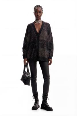 Oversized geruit vest - BLACK - S