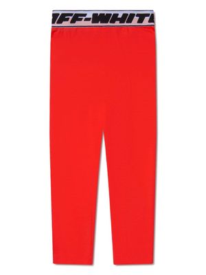 Off-White Kids legging taille basse à bande logo - Rouge