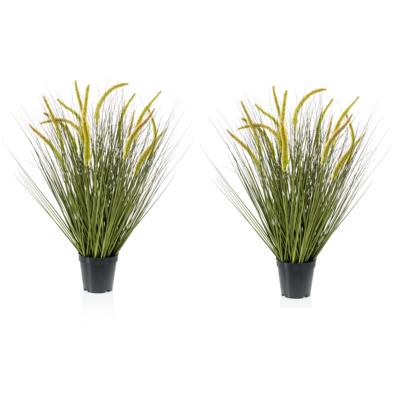 Emerald Kunstplant groen gras sprieten - Set van 2x stuks - 70 cm - siergras - voor binnen gebruik