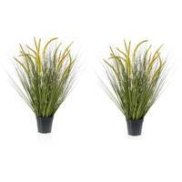 Emerald Kunstplant groen gras sprieten - Set van 2x stuks - 70 cm - siergras - voor binnen gebruik