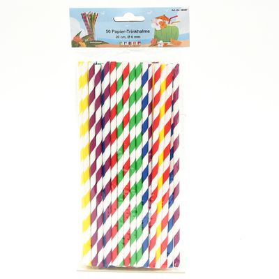 Drinkrietjes - papier - set 50x - multicolor kleuren - 20 cm - verjaardag/feestje Drinkrietjes - papier - set 50x - multicolor kleuren - 20 cm - verjaardag/feestje