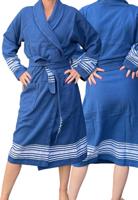 Blauwe hamam badjas katoen - saunabadjas-2XL/3XL Blauwe hamam badjas katoen - saunabadjas-2XL/3XL