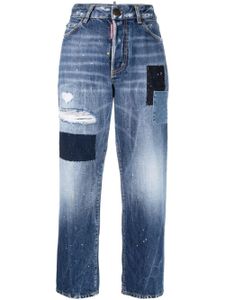 DSQUARED2 jean droit à effet taches de peinture - Bleu