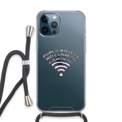 Home Is Where The Wifi Is: iPhone 13 Pro Max Transparant Hoesje met koord