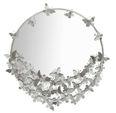 WANDSPIEGEL VLINDER ROND ZILVER Ø 91X3X94