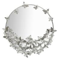 WANDSPIEGEL VLINDER ROND ZILVER Ø 91X3X94