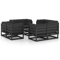 9-delige Loungeset met kussens massief grenenhout