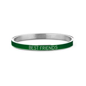 Key Moments 8KM BC0006 Stalen Bangle met Tekst Best Friends One-size Zilverkleurig / Groen