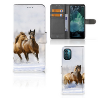 Nokia G11 | G21 Telefoonhoesje met Pasjes Paarden - thumbnail