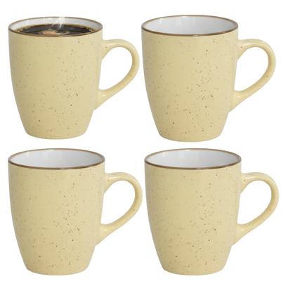 Gerimport Koffie / thee mok Sweets - 4x stuks - geel - 350 ml - keramiek