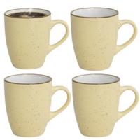 Gerimport Koffie / thee mok Sweets - 4x stuks - geel - 350 ml - keramiek