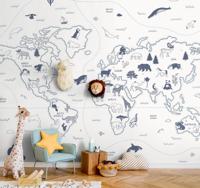 Panoramisch Behang Animal World Rol Blauw Panoramisch Behang Animal World Rol Blauw