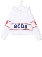 Gcds Kids hoodie zippé à logo imprimé - Blanc