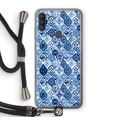 Blauw motief: Samsung Galaxy A11 Transparant Hoesje met koord
