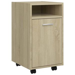 The Living Store Staande Kast - Spaanplaat - Sonoma Eiken - 33x38x60cm - Met Wielen