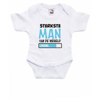 Baby rompertje - Sterkste Man - wit/blauw - babyshower/kraamvisite cadeau