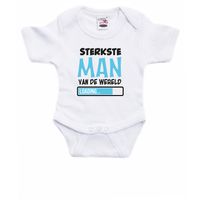 Baby rompertje - Sterkste Man - wit/blauw - babyshower/kraamvisite cadeau