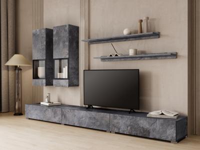 Tv-meubel set BABEL 5 deuren kleurrijke leisteen zonder led zonder salontafel