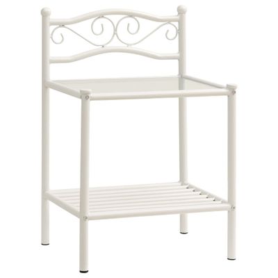 vidaXL Nachtkastje 43x33x65 cm metaal en glas wit en transparant vidaXL Nachtkastje 43x33x65 cm metaal en glas wit en transparant