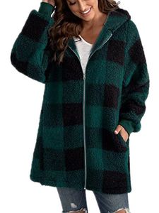 Hoodie Casual Plaid Teddy Jacket