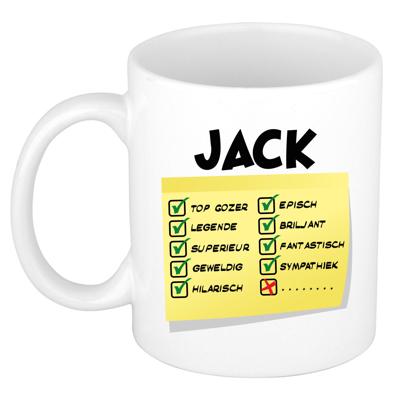 Naam mok Jack - wit - top gozer - keramiek - 300 ml - cadeau collega beker Naam mok Jack - wit - top gozer - keramiek - 300 ml - cadeau collega beker