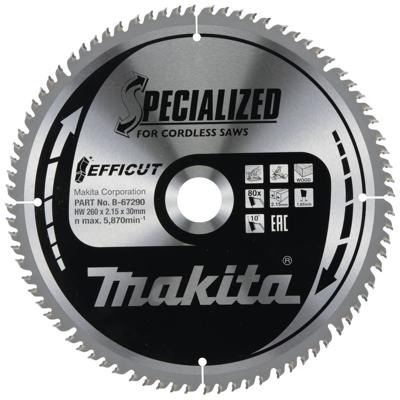 Makita B-67240 B-67290 Cirkelzaagblad 260 x 30 x 2.15 mm Aantal tanden: 80 1 stuk(s)