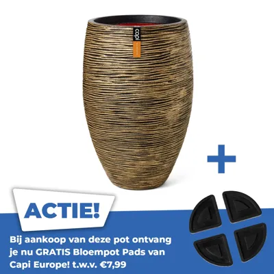 Vaas elegant rib d40xh60 zwart goud