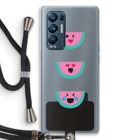 Smiley watermeloen: Oppo Find X3 Neo Transparant Hoesje met koord