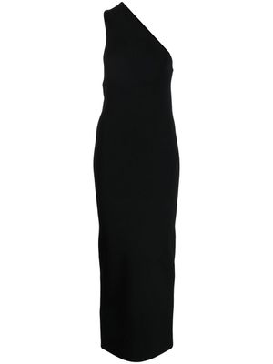 Galvan London robe mi-longue Persephone à une épaule - Noir