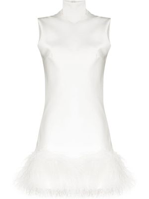 16Arlington robe courte Umiko bordée de plumes - Blanc