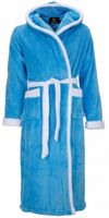 badjas unisex aquablauw-wit met capuchon
