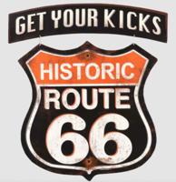 Route 66 &apos;Get Your Kicks&apos; Gelinkte Metalen Bord - 44 x 40cm