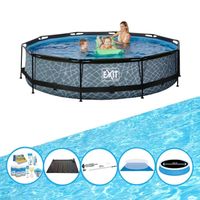 EXIT Zwembad Stone Grey - Frame Pool ø360x76cm - Zwembad Combi Deal