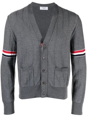 Thom Browne cardigan à bande tricolore - Gris