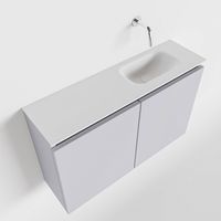 Toiletmeubel Mondiaz Ture | 80 cm | Meubelkleur Cale | Eden wastafel Talc Rechts | Zonder kraangat